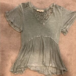 Rewind Sage Lace Detail Blouse